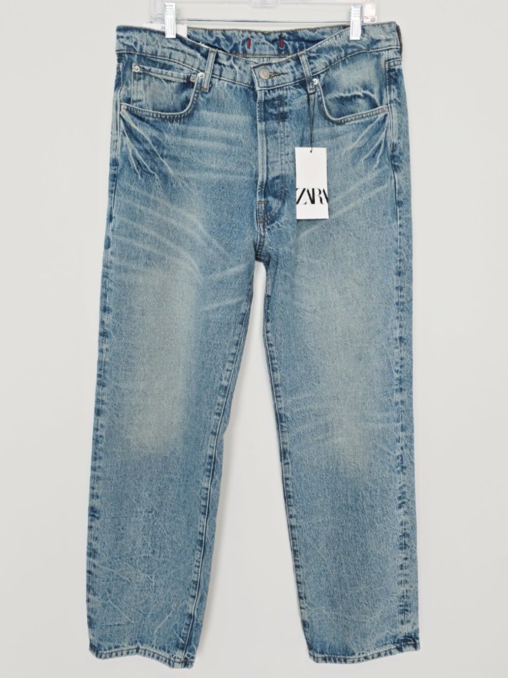 Zara Mid Rise Straight Jeans 8 Light Wash Button Fly NWT 90s